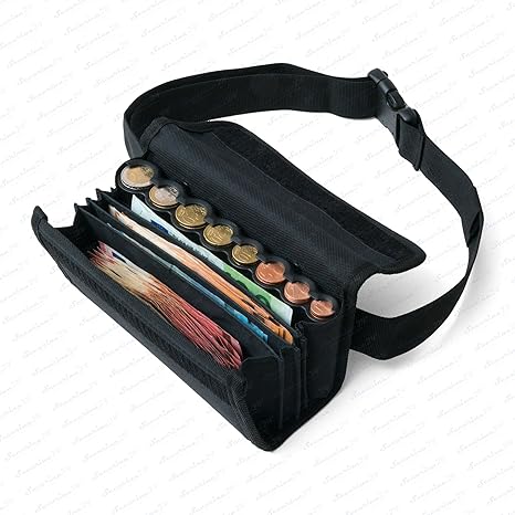 Securina24 Kellnertasche mit 8 Fach Euro-Geldwechsler - Tragegurt (schwarz)