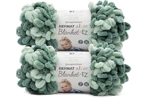 Bernat Alize Blanket Hedge Green Varg Yarn - 2 Pack of 180g/6.4 oz - 100% Polyester - #7 Jumbo - 18 Yards - Chunky Yarn for Hand Knitting/Crochet
