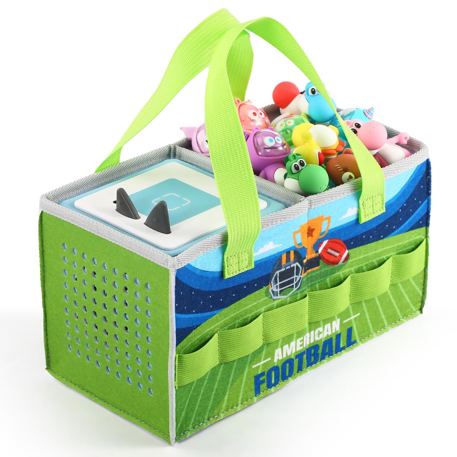 Carrying Case for Tonies Starter Set & Storage Bag for Tonies Figurine, Home Outdoor Hand Bag for Toniebox 2 Audio Player and Dolls Musical Toy Folding Bag for Toniebox Accessories (Green)