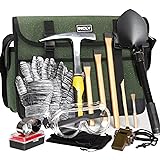 INCLY 15 PCS Geology Rock Pick Hammer Kit, 32oz Hammer & 3 PCS Digging Chisels Set for Rock Hounding, Gold Mining & Prospecti