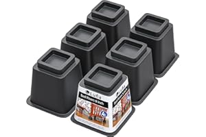 Lufia Bed Furniture Risers 5 Inch, Heavy Duty Bed Lifts Risers for for Sofa, Table, Couch, Chair or Desk (Set of 6, Black)