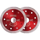 ZORUNNA 2Pcs 4.5" Diamond Blade for Angle Grinder, Tile Saw Blades | Clean Cuts with Less Chipping, Less-Wobble Core, Smooth Finish for Porcelain Ceramic Granite Tile Marble, Wet/Dry Cuts