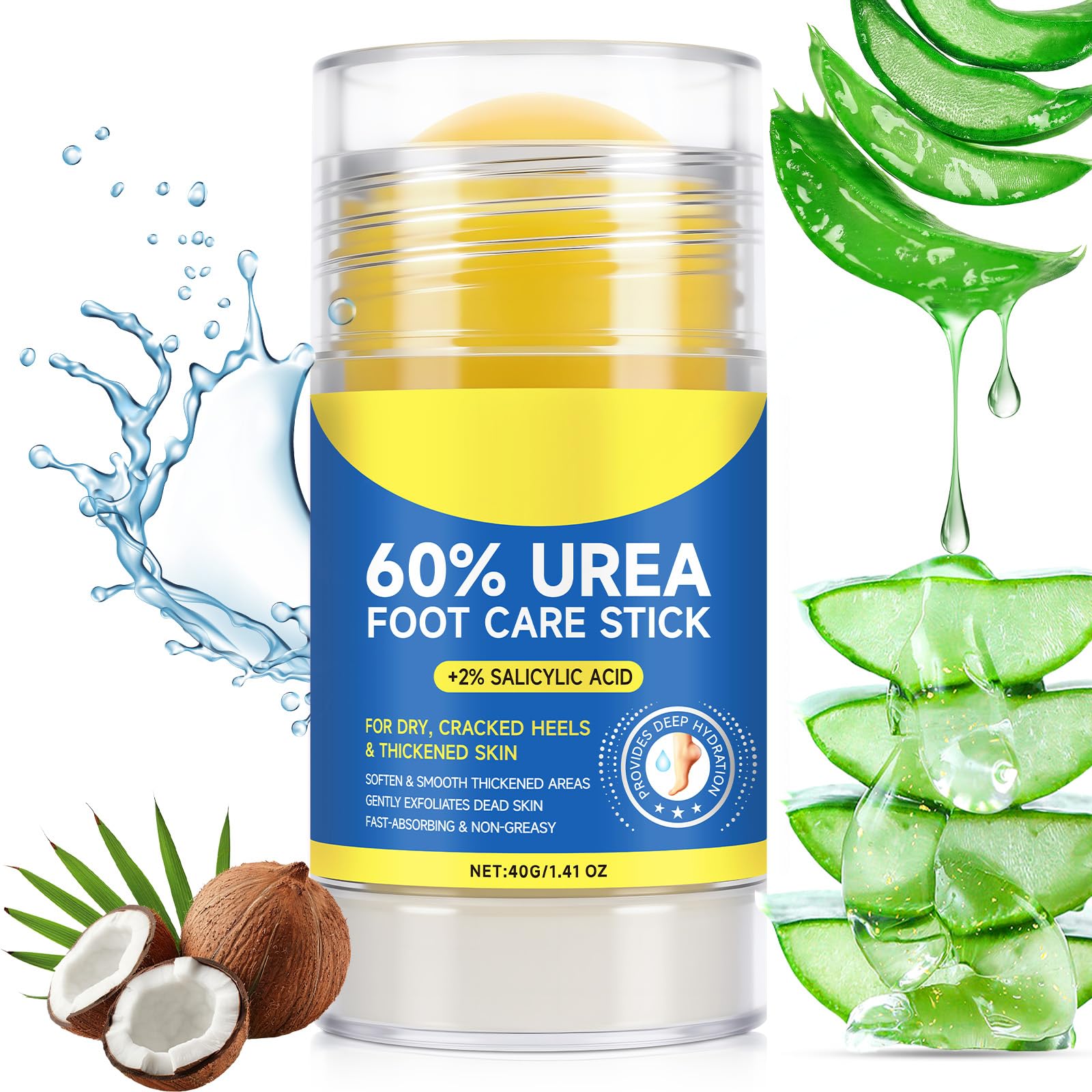 Photo 1 of Urea Foot Cream with Salicylic Acid – Heel Stick for Cracked Feet, Repairs Dry Rough Heels Fast, Intensive Moisturizer for Dead Skin, Hydrating Heel Balm with Urea for Smooth -Looking Feet