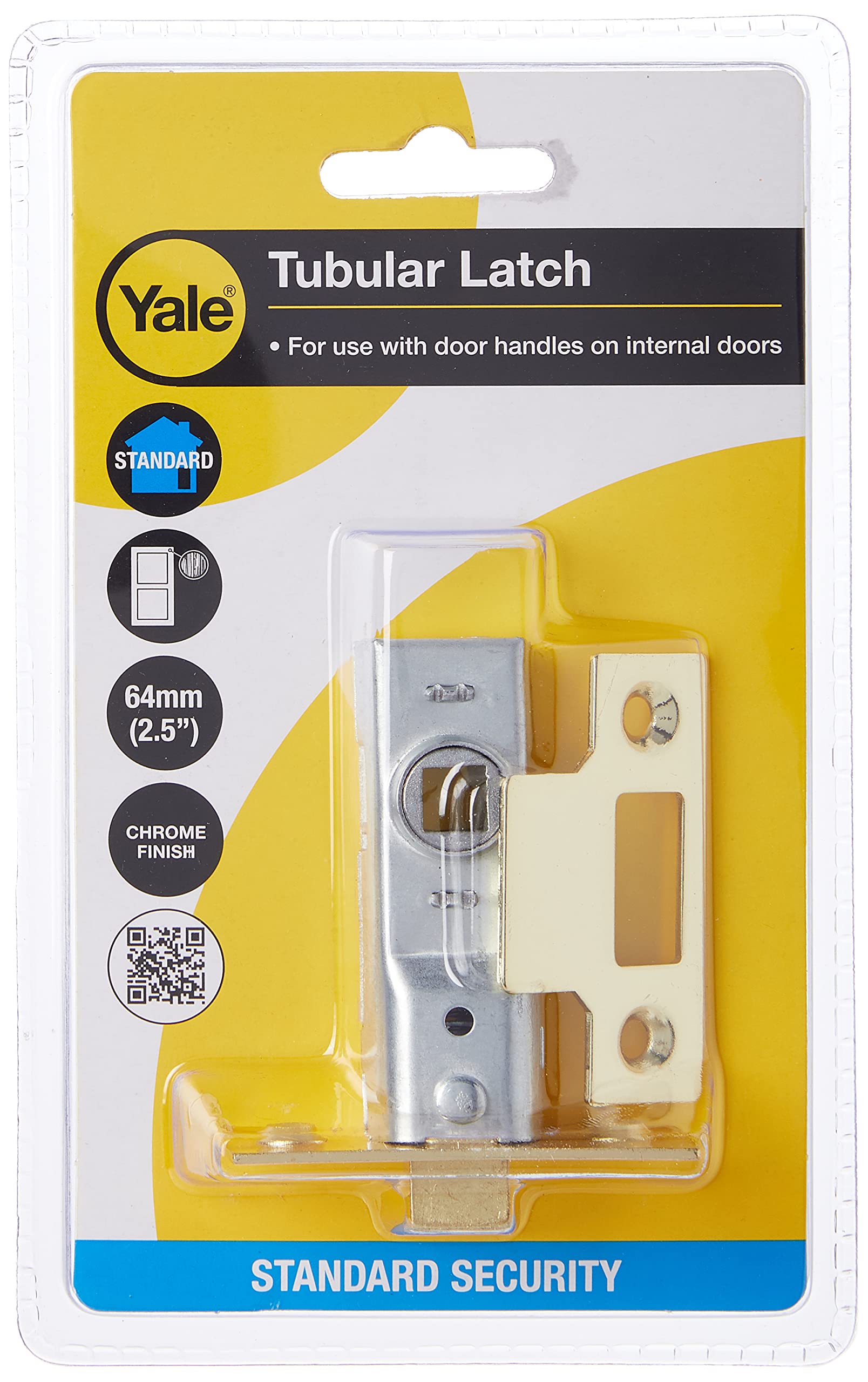Yale P-M888-PB-64 Tubular Mortice Latch, Visi Pack, Suitable for Internal Doors, Brass Finish, 2.5 Inch/64 mm