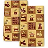 Bapcoku Coffee Kitchen Towels Decorative Set of 2, Absorbent Dish Towels for Kitchen Cleaning, Vintage Tea Towels Hand Towels for Kitchen Baking Cooking Bar Farmhouse Decorations