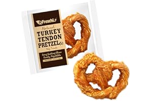 A FRESCHI SRL Afreschi Turkey Tendon for Dogs, Dog Treats for Signature Series, All Natural Human Grade Puppy Chew, Turkey Sourced from USA, Hypoallergenic, Rawhide Alternative, 1 Unit/Pack Pretzel (Large)