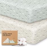 KeaBabies 2pk Organic Cotton Crib Sheets for Boys Girls 52x28, Daisies | Soft Breathable Fitted Crib Mattress Sheet Neutral, Cozy Cover for Baby Bed Set, Toddler Mattress, Cute Prints