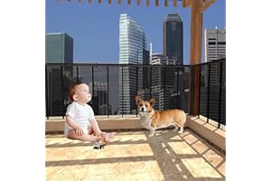 JUMXSRLE Cat Balcony Rail Net, 10x2.6Ft Anti Fall Netting PET Balcony Mesh Fence Net, Cat Safety Net Balcony Screen, Crib Stair Patios Balcony Railing Cover for Kids & Pets - Black