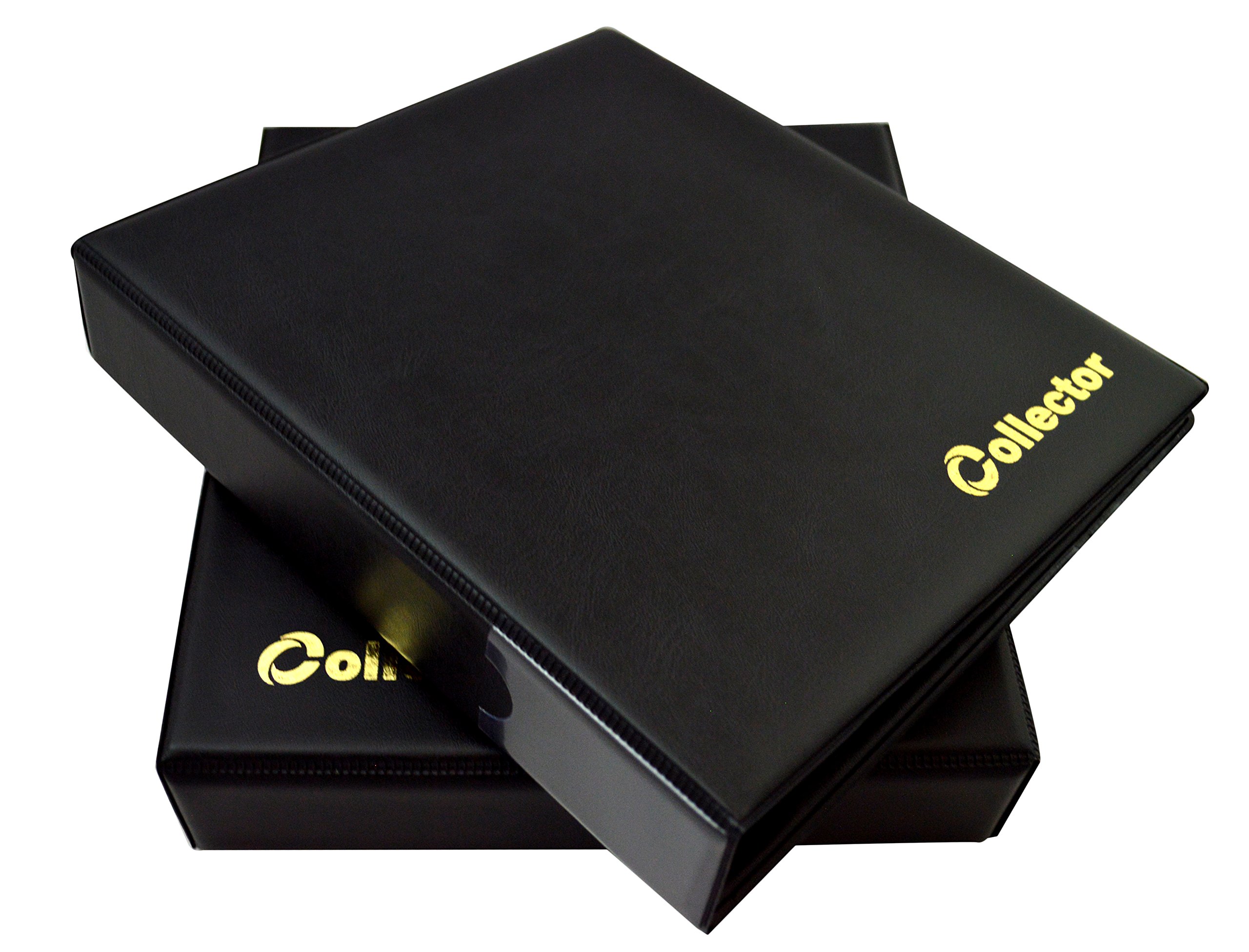 Collector Coin Album IN CASE for 280 MEDIUM sizes coins 50p 50 pence £1 £2 €1 €2 - 10 pages and red dividers - BLACK