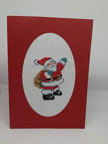 Biglietti Di Natale A Punto Croce.Babbo Natale In Punto Croce Biglietto D Auguri Formato 21 X 15 Cm Santa Claus Rosso Merry Christmas Amazon It Handmade