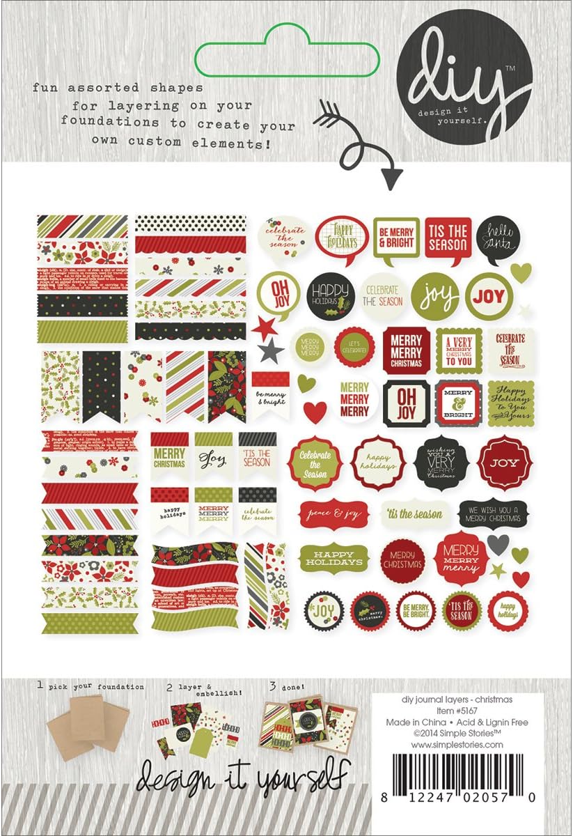 Diy Christmas A2 Die-Cut Card Layers 80/Pkg-Banners & Sentiments