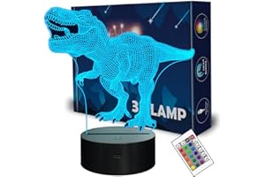 Dinosaur Gifts, T Rex 3D Night Light 16 Colors Changing Night Lights for Kids with Remote Control, T Rex Birthday Gifts for B