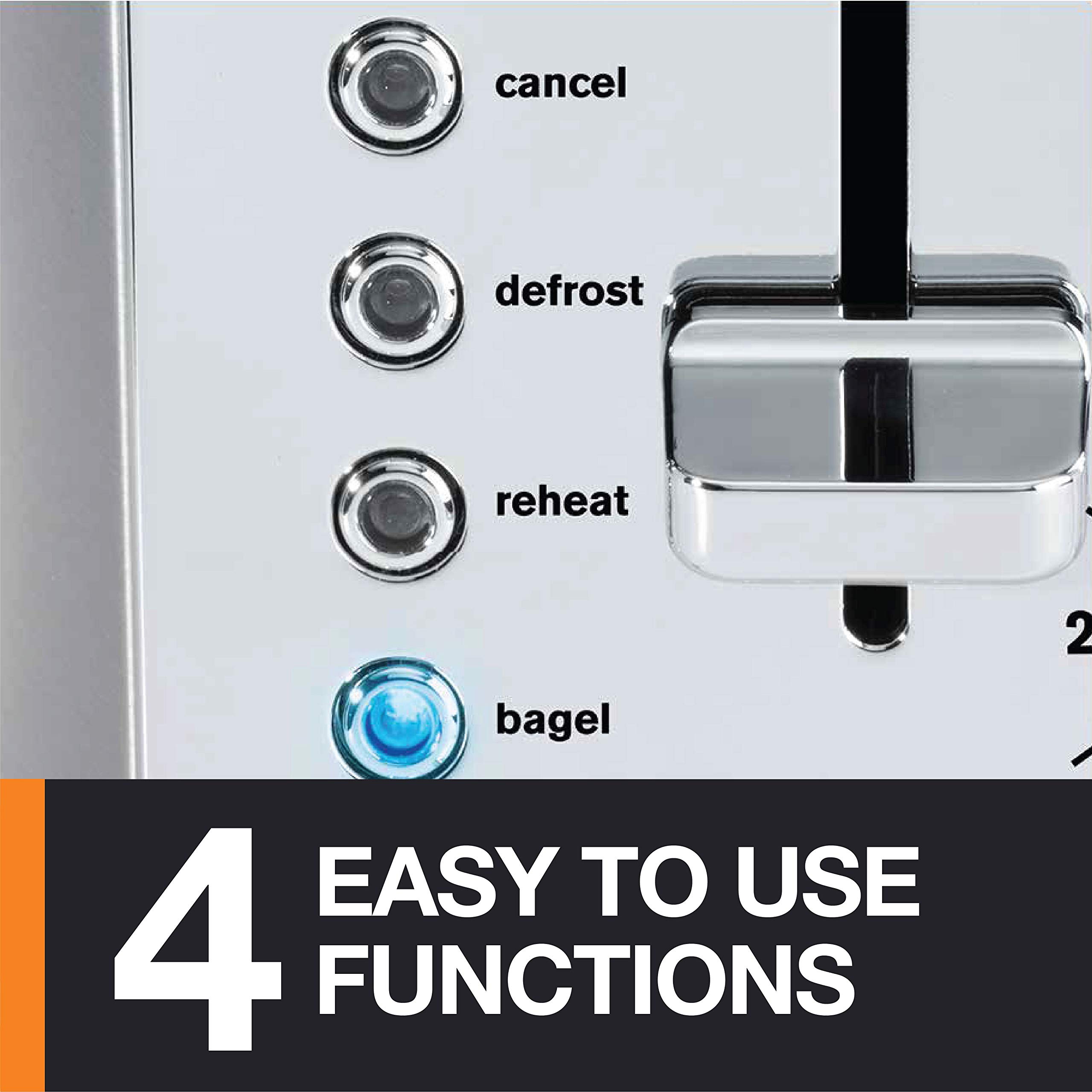 KRUPS: 2 Slice Toaster, Stainless Steel Toaster, 5 Functions with Cancel, Toasting, Defrost, Reheat and Bagel, Cord Storage, Silver