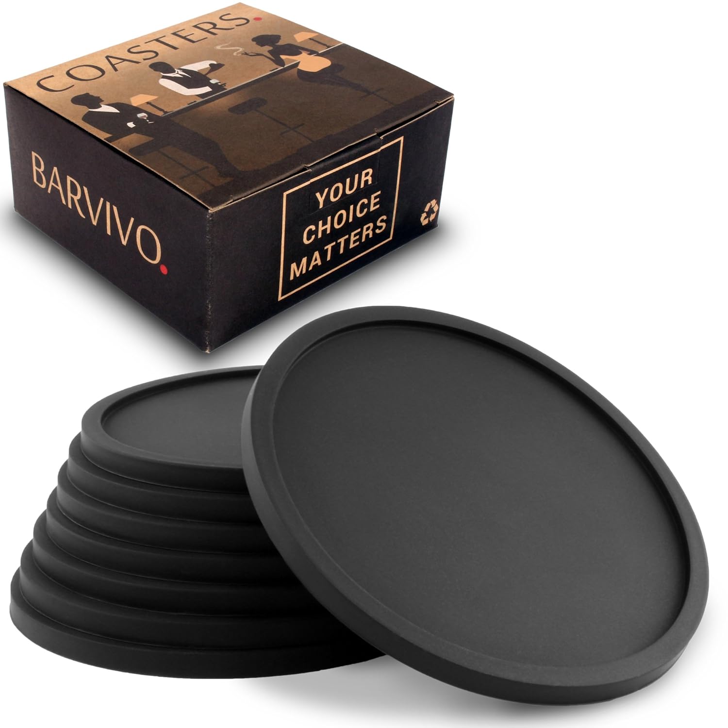 Drink Coasters by Barvivo Set of 8 Tabletop Protection For Any Table