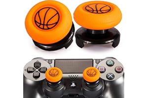 Playrealm FPS Thumbstick Extender & Printing Rubber Silicone Grip Cover 2 Sets for PS5 Dualsenese & PS4 Controller (Basketball)