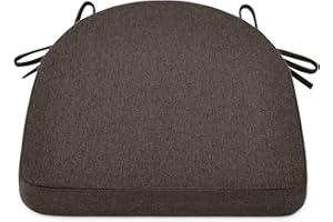 Shinnwa Chair Cushion with Ties for Dining Chairs [17 x 16.5 Inches] Non Slip Kitchen Dining Chair Pad and Seat Cushion with Machine Washable Cover - Dark Brown