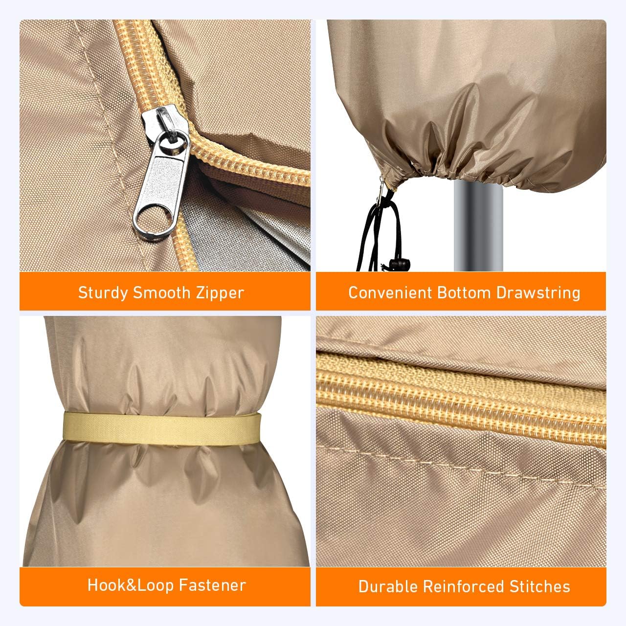 Parasol Waterproof Umbrellas Cover with Zipper Beige Offset Market