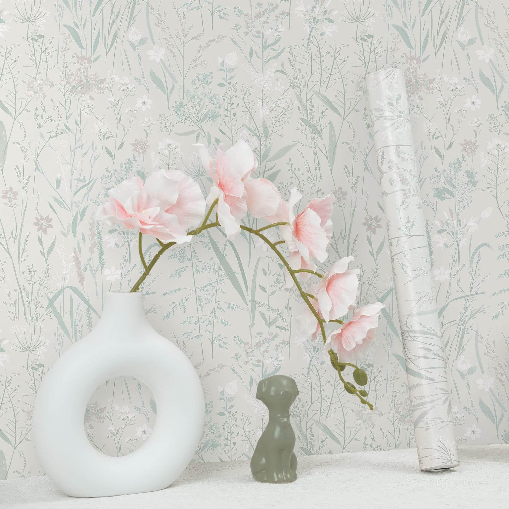 Photo 1 of Heroad Floral Peel and Stick Wallpaper Boho Contact Paper Morandi Watercolor Neutral Flower Wallpaper Modern Wall Paper for Bedroom Removable Self-Adhesive Thicken Decoration 17.3In x 14.8Ft