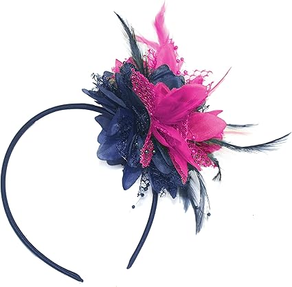 navy and pink wedding hats
