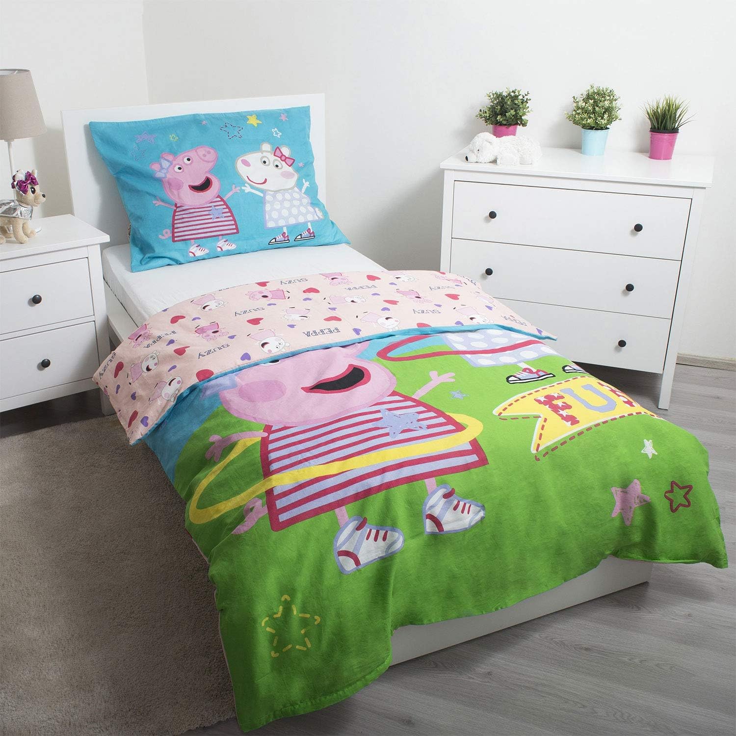 Ameublement Et Decoration Literie Enfants Lesaccessoires Peppa Pig Parure De Lit Enfant 100 Coton Taie Doreiller Housse De Couette Reversible Drap Housse Rose Voxloud Com