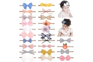 doboi 24pcs Baby Girls Flower and Hair Bows Headbands Soft Nylon Hairbands Elastic Hair Accessories for Newborns Infants Toddlers and Kids