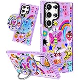 Lotadilo Cute Case for Samsung Galaxy S25 Ultra for Women Girls - Funny Crayon Drawing Design Compatible with Magsafe Magnetic Ring Holder Kickstand Fashion TPU Phone Covers