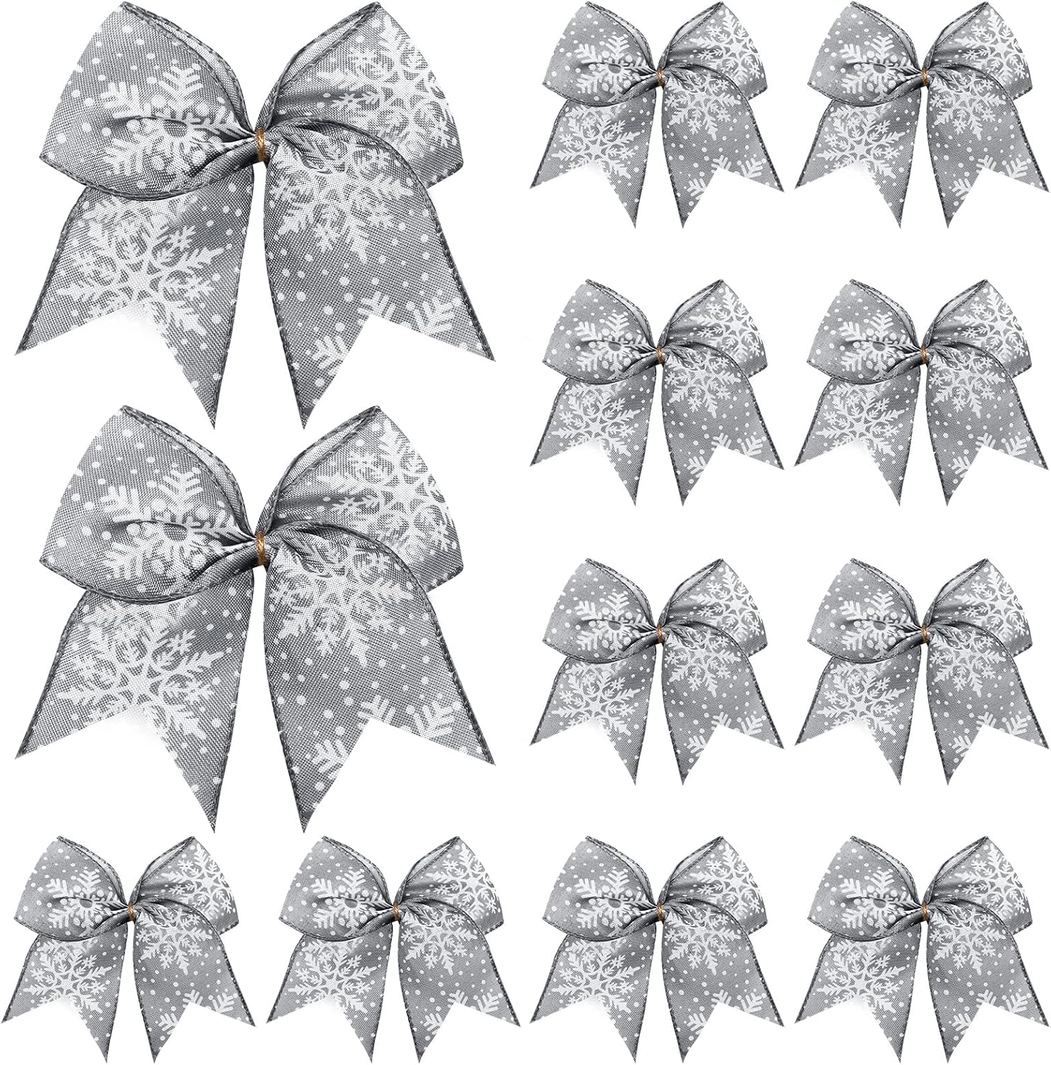 Bows & Ribbons - Panelee 12 Pieces Burlap Bow Christmas Wreath Bow 6 x 6 Inch Burlap Bow Knot Snowflake Burlap Bow Christmas Tree Ornaments Craft Bows for Rustic Farmhouse Xmas Birthday Party (Gray, Snowflake)