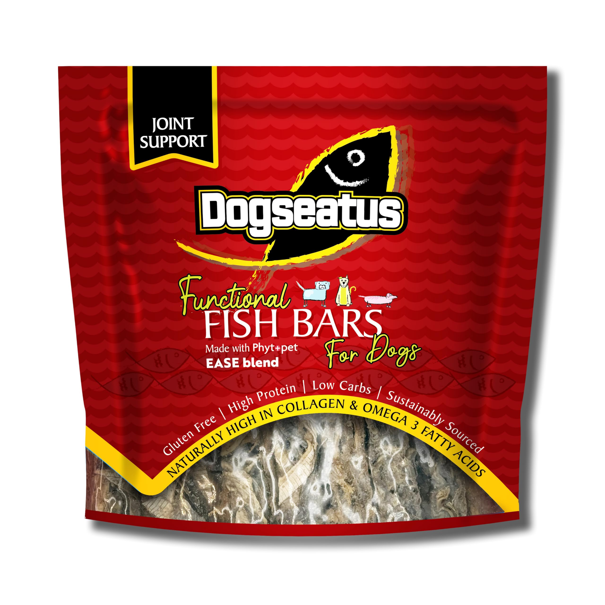 Pet Natural Dogseatus Fish Skin Bar | Treats with Functional Herbs for Dogs | Joint Support Herb Mix | 500g | 100% Natural, High in Omega 3, Long-Lasting Chews, Raw Hide Alternative