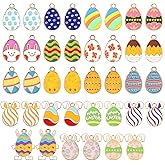 38pcs Easter Charms for Jewelry Making, 19 Styles Easter Egg Pendant Zinc Alloy Easter Egg Bunny Charm Easter Chick Pendant Rabbit Easter Charms Gold Enamel Crafts for Earring Bracelet Necklace