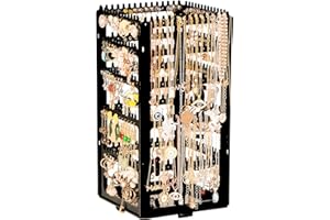 17Dec 360 Rotating Earring Holder Organizer Stand,5 Tiers Acrylic Jewelry Organizers and Storage,Stud Earring Organizers and 