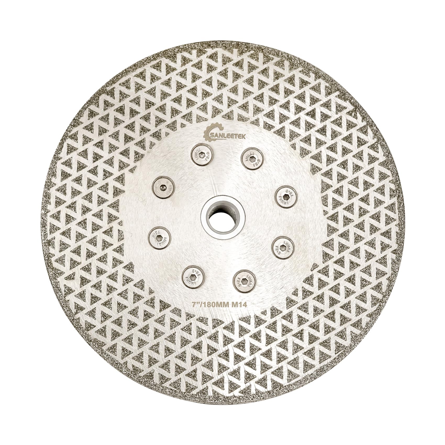 Diamond Cutting Grinding Disc 180mm - Double Side Coated Electroplated for Granite Marble Ceramic Procelain Tile Quartz M14 Thread SANLEETEK