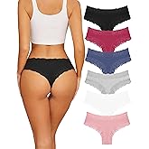 Sth Big Womens Cotton Underwear Sexy Lace Brazilian Panties Soft Breathable Cotton Bikini for Ladies 6 Pack