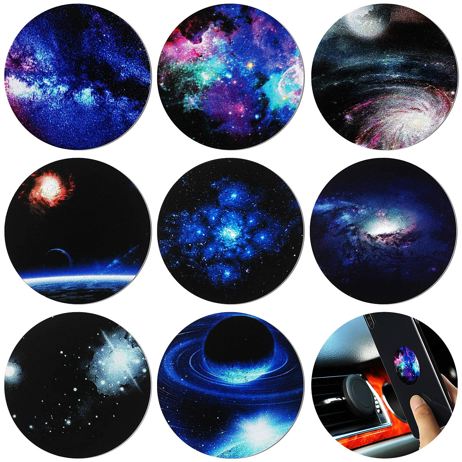Weewooday 8 Pcs Phone Magnet Car Metal Mount Plate for Cell Holder Compatible with Magnetic Car Mounts Replacement Sticker(Starry Style)