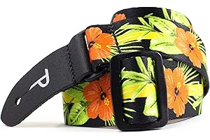 Perris Leathers UKLPCP-7095 Polyester Ukulele Strap - 1.5", Red Hibiscus