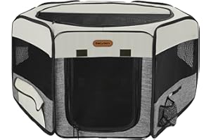 Seiyierr Dog Playpen, Portable Pet Playpen, Puppy Playpen, Cat Playpen with Carrying Case, Dog Playpen for Small Dogs Indoor/Outdoor, Removable Mesh Shade Cover