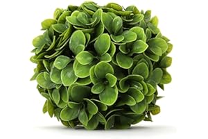 3rd Street Inn Small Jasper Topiary Ball - Artificial Plant Set - Indoor/Outdoor Wedding Party Decor - Faux Foliage Garden Sphere - Tree and Bush Substitute (7", 2 Pack)