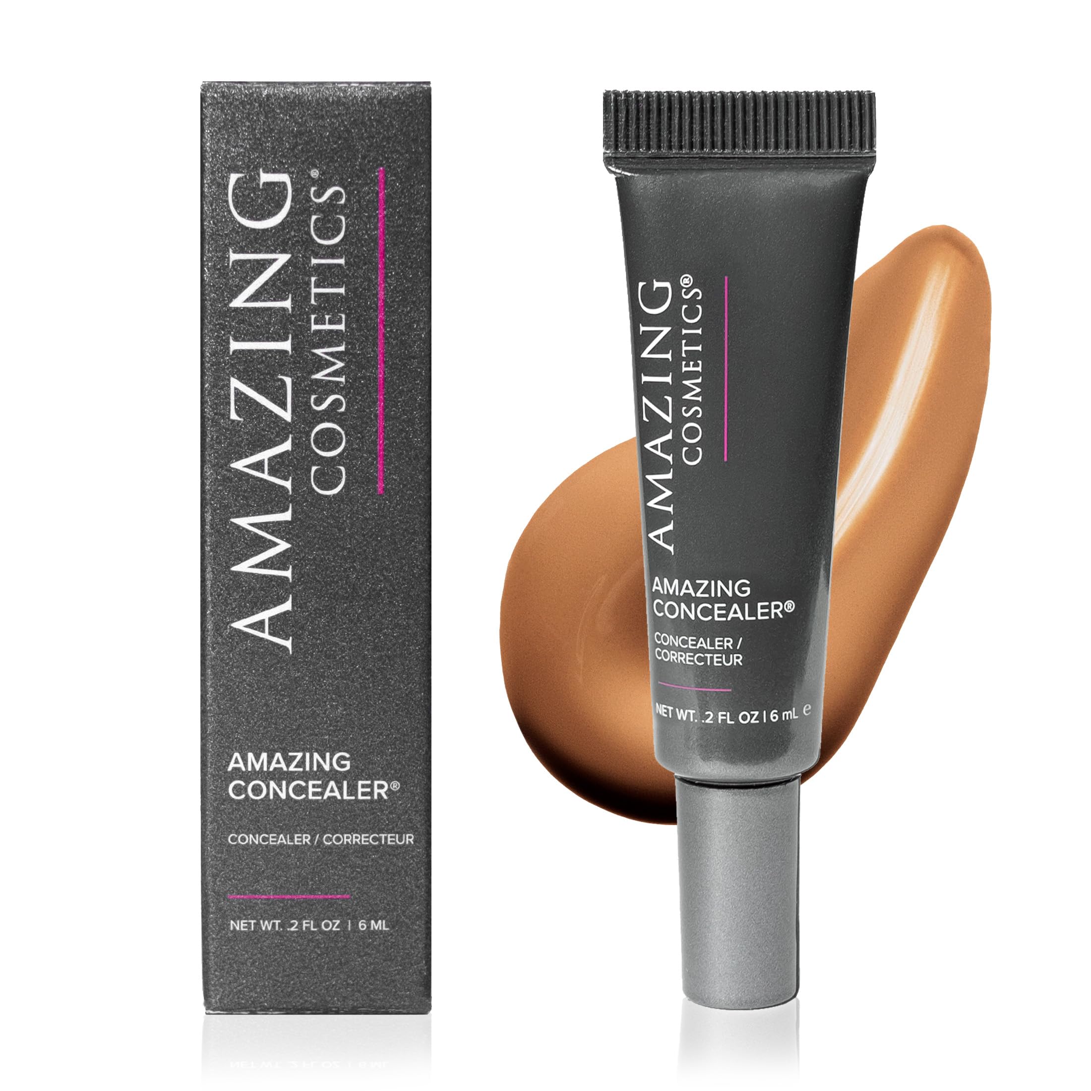 AmazingCosmetics AMAZINGCONCEALER, full coverage long wear concealer makeup for undereye dark circles, acne, blemishes and spots, color correcting shades, melts into skin for most natural finish