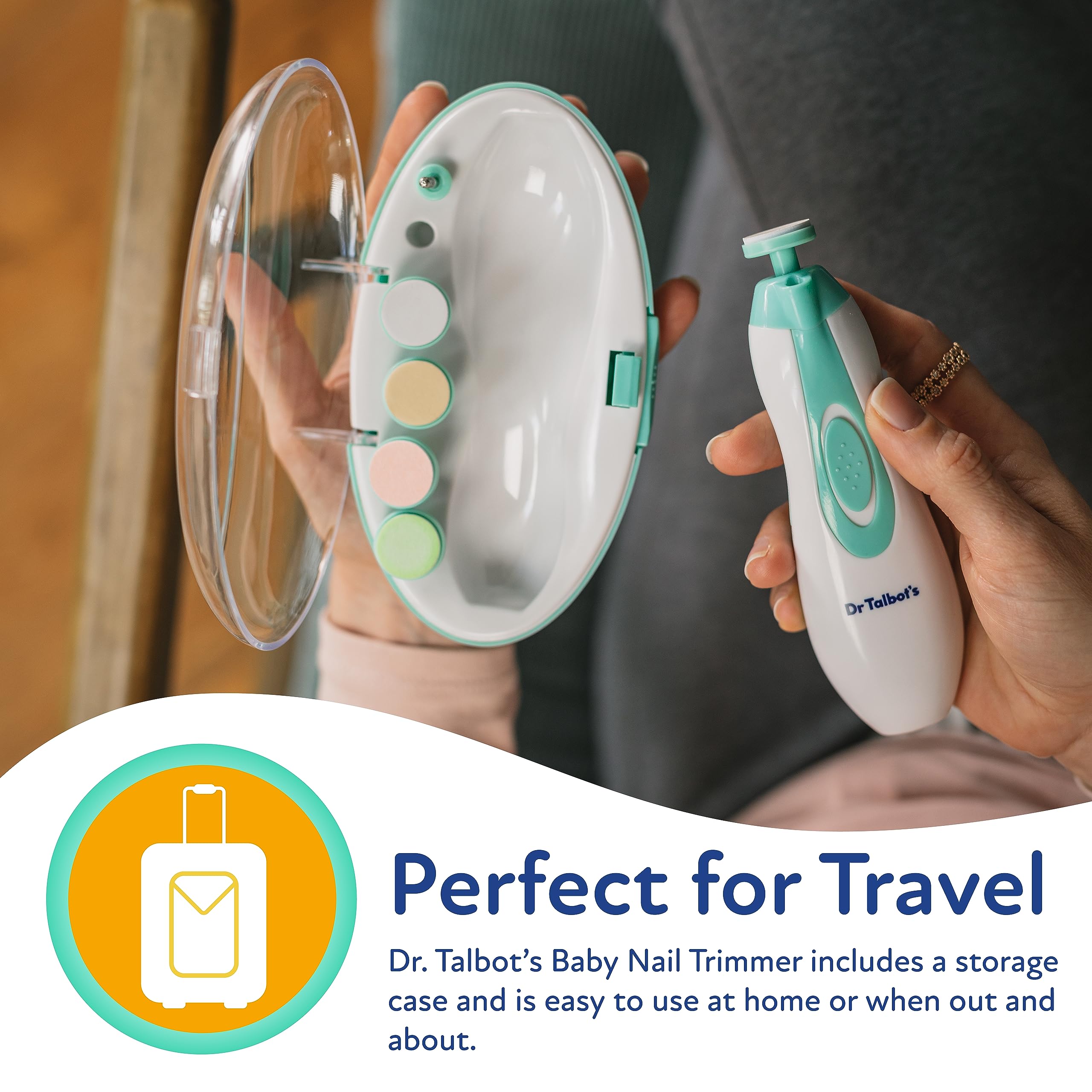 Dr. Talbot's Electric Nail Trimmer for Babies - Baby Nail File with LED Light and Storage Case - 3+ Months