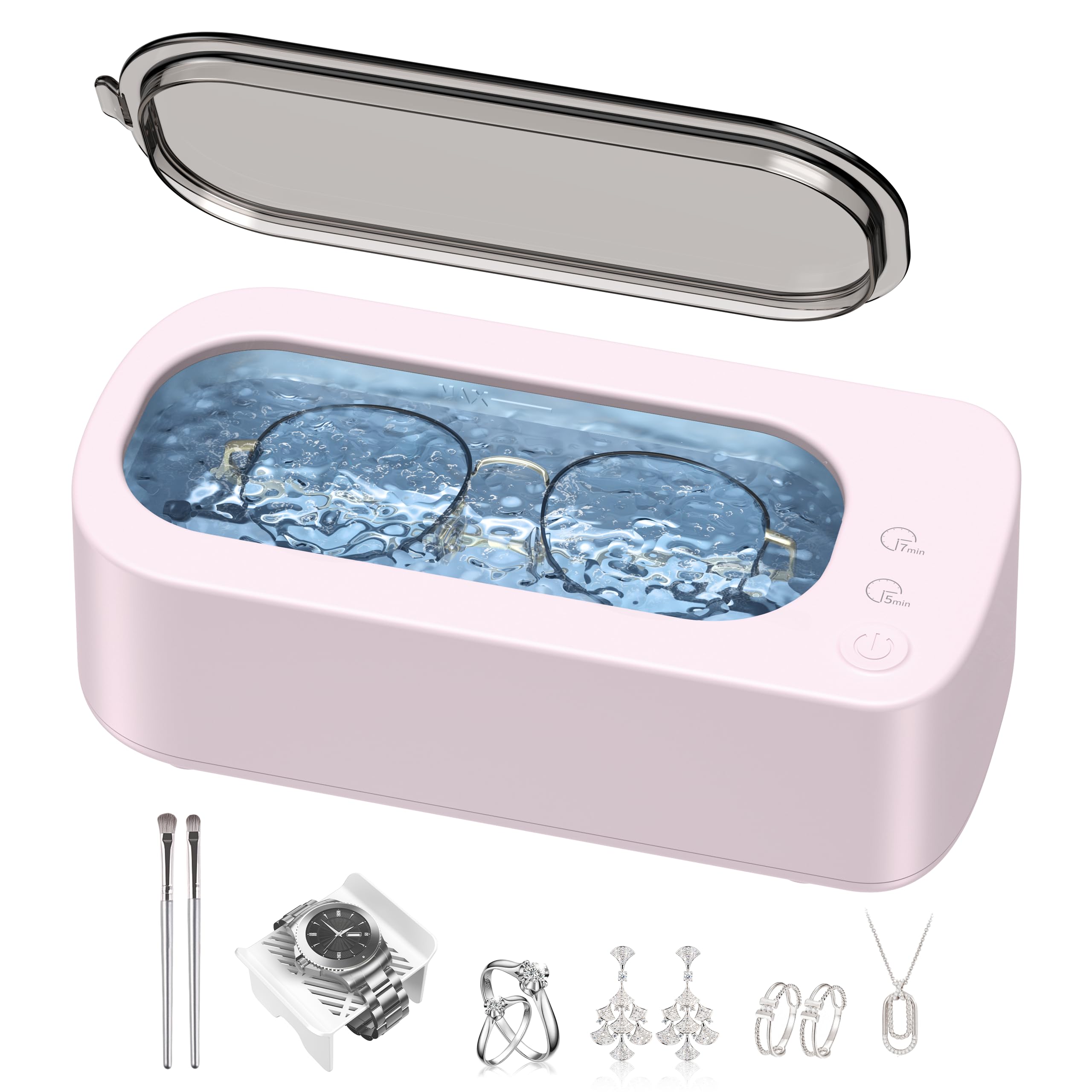 Photo 1 of OSLTWI Ultrasonic Jewelry Cleaner Machine: 48KHz Ultra Sonic Cleaner for Jewelry,Eyeglass,Rings,Watch Band,Dentures,with Dual Cleaning Modes,350ML 304 Stainless Steel Tank,Gift for Wife,Mom,Daughter