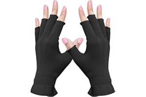 MIG4U Fingerless Moisturizing Gloves, Half Finger Touchscreen Beauty Glove for Eczema, SPA, Dry Hands, Skin Treatment, Summer Sun UV Protection (S/M, Black-1pair)