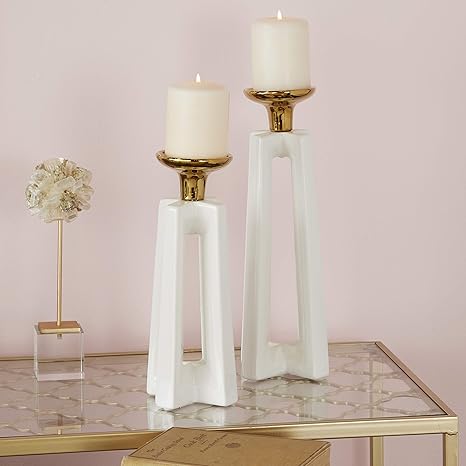 Amazon Com Deco 79 59973 Tall Gold White Stone Modern X