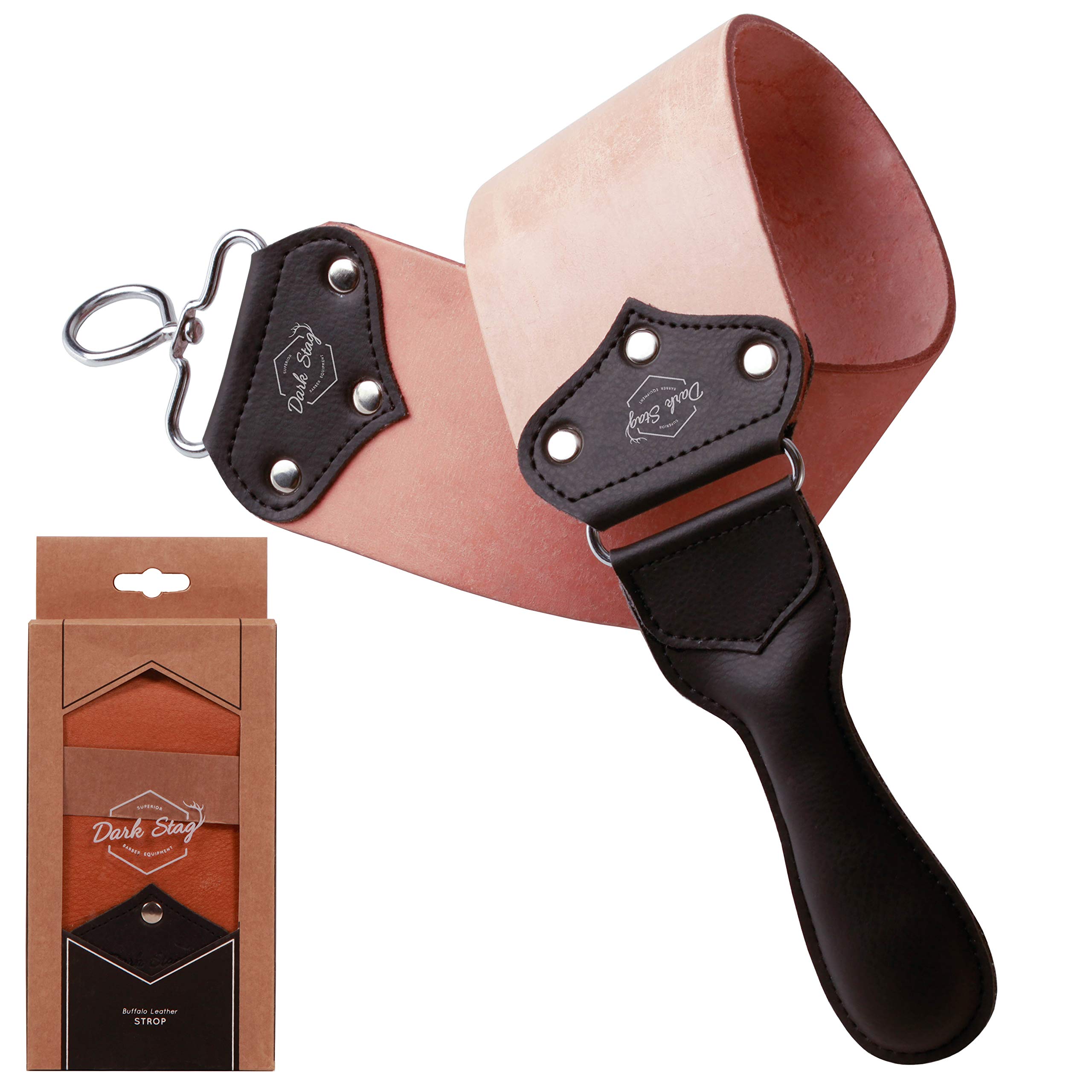 Dark Stag Premium Buffalo Leather Barbers Strop - Ultimate Tool for Polishing and Smoothing Traditional Straight Razor Blades