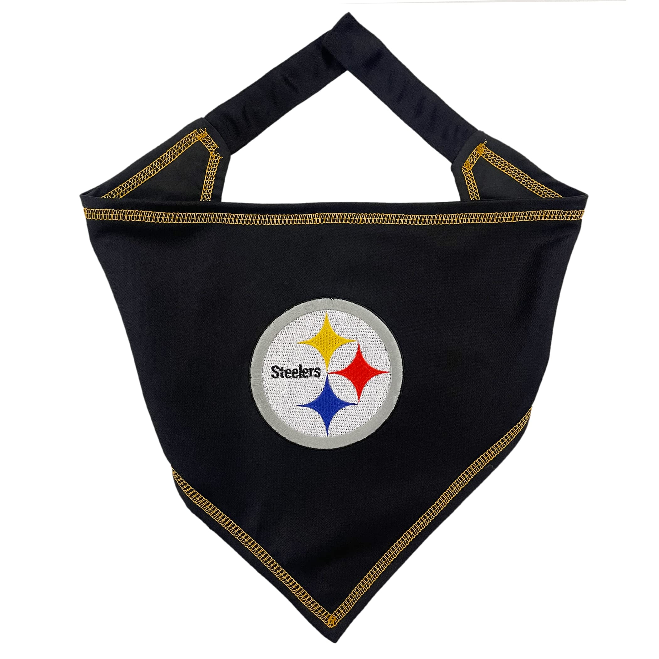 Photo 1 of Pets First NFL Pittsburgh Steelers TIE Bandana, Small/Medium. Dog Bandana Scarf Bib for Pet Cat Dog. The Ultimate Game-Day, Party Bandana (PIT-3550-S-M)