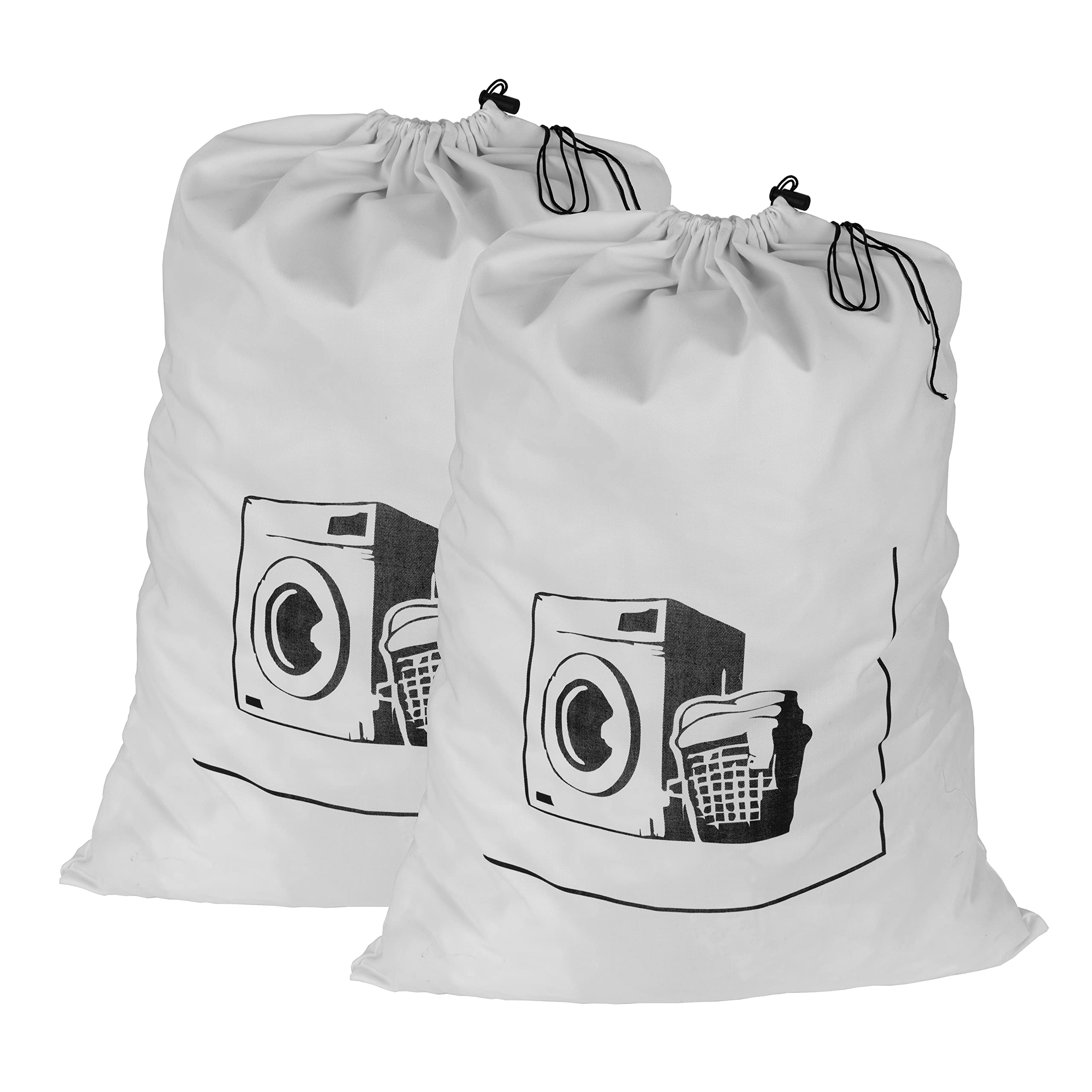 Maishijie 2 Pack Cotton Canvas Heavy Duty Laundry Bag, 17.7”x 25.6", Highly Durable,Toys Storage Bag, Dirty Clothes Bag, Draw-Cord with Cord-Lock, Machine Washable and Reusable, White — image 1