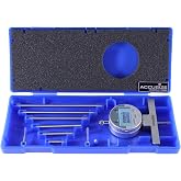 Accusize 0-22 in Digital Depth Gauge with Small-Hole Points, P103-0188 | 6 Connectable Rods, +/-0.001 in Accuracy, 0.0005 in Resolution, 4 in Base, 3/8 in Stem