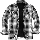 Men's Sherpa Lined Full Zip Plaid Flannel Jacket Shirt,Brushed Cozy Outdoor Work Shacket