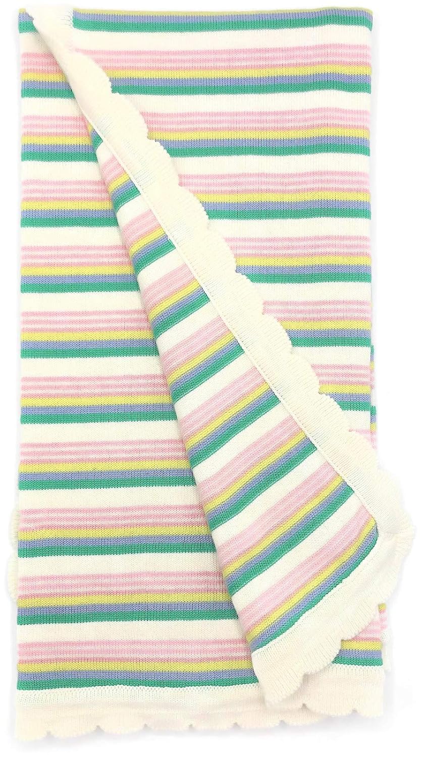 Orange & Blue Striped Frolics Kids Collection Knit Throw Blanket 28 x 36