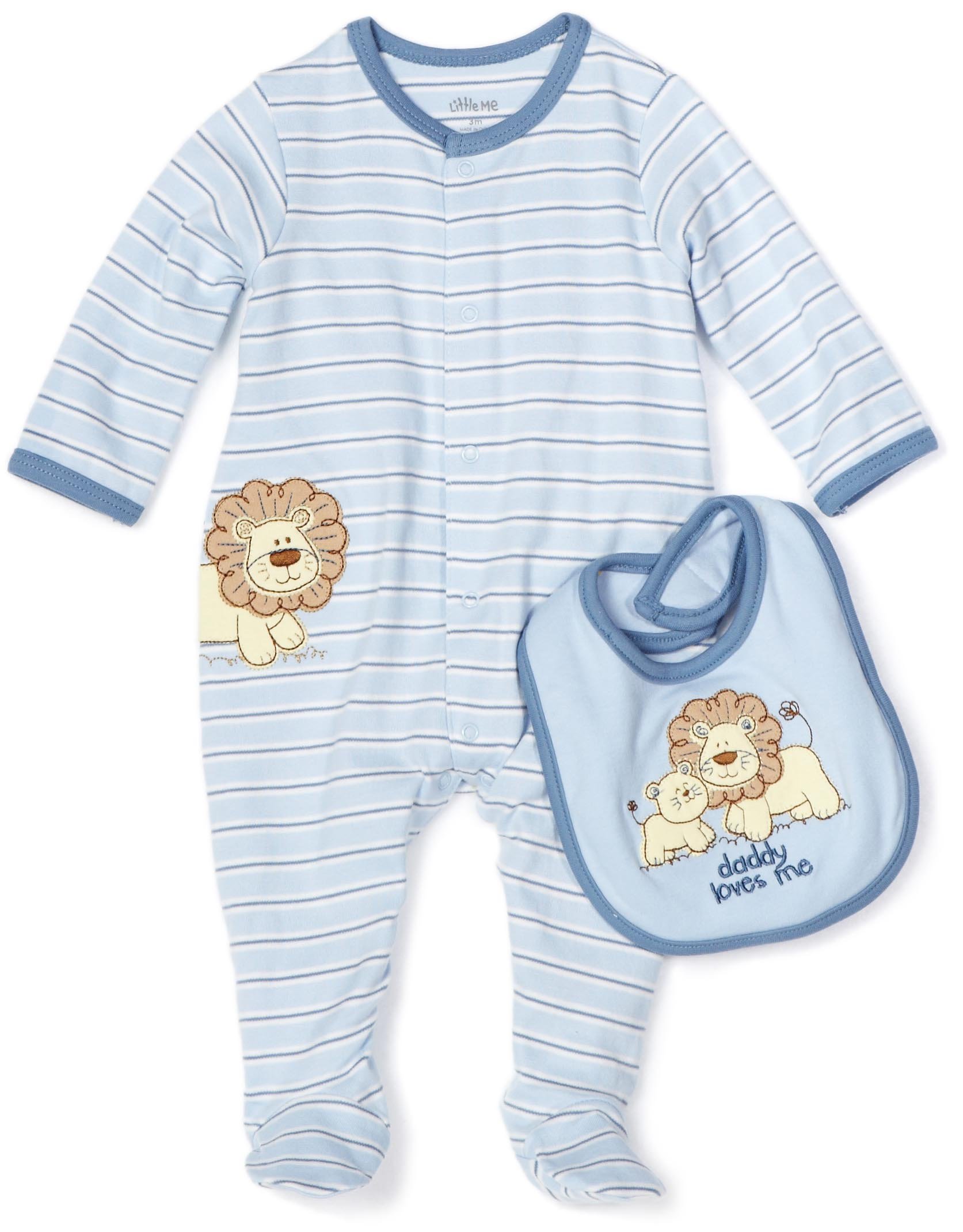 Little Me Light Blue Stripe (Lion) 9M 2th Bib