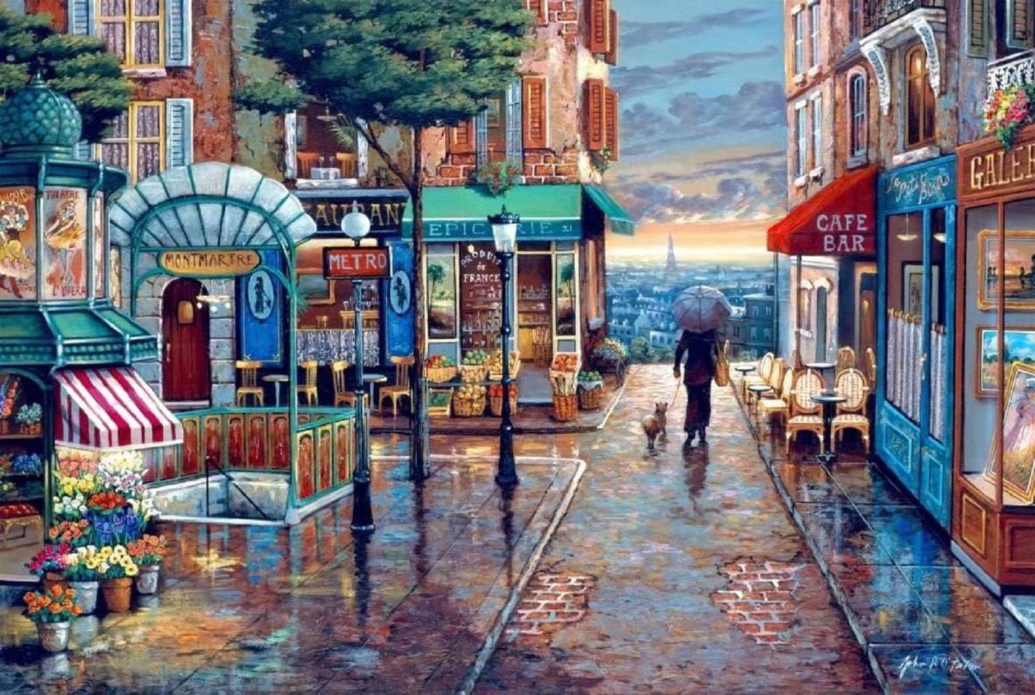 Deerbird Jigsaw Puzzles - 1000 Pieces for Adult Wooden Puzzles - Entertainment Wooden Puzzles Toys - Romantic Sunset Town Landscape Home Decoration Unique Gifts