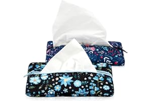 Kigeli 2 Pieces Purse Tissue Holder Travel Tissue Pouch for Purse Fabric Zipper Enclosed Pouches Reusable Flower Pattern Paper Holder for Coins, 5.25 x 3 Inches(Rustic Floral Print)